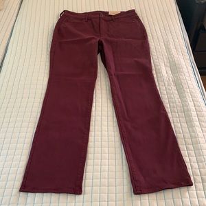 NYDJ Marilyn Straight 12 maroon stretch pant jeans